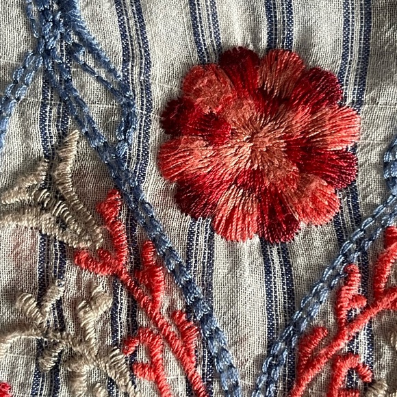 Johnny Was Striped Embroidered Button Up Shirt - Picture 6 of 8